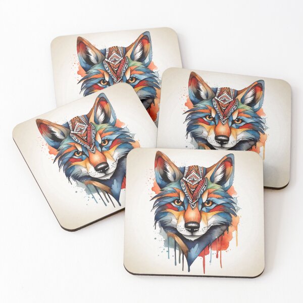 Item preview, Wolf tribal watercolor designed and sold by shokA Design.