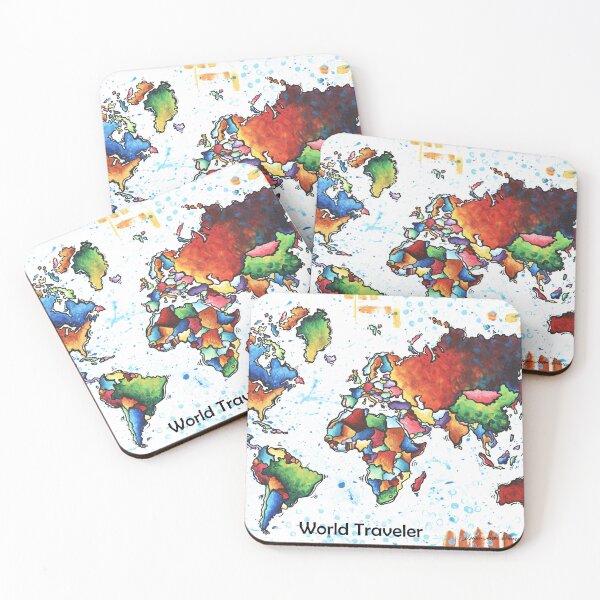 Item preview, World Map Handpainted Original Travel Painting, World Traveler Art Stickers & More designed and sold by MeganAroon.