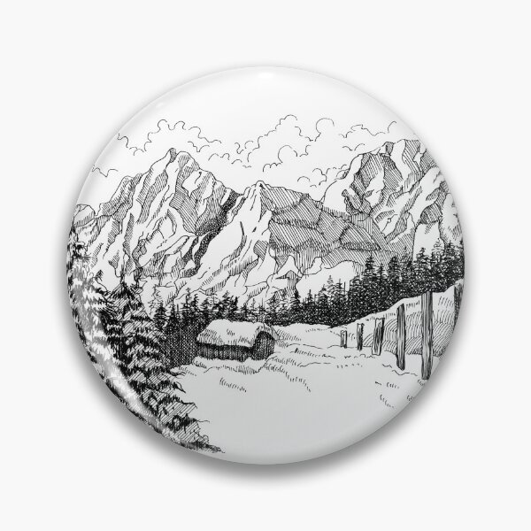 Item preview, Snowy winter landscape pen and ink original artwork designed and sold by paragonDesign28.