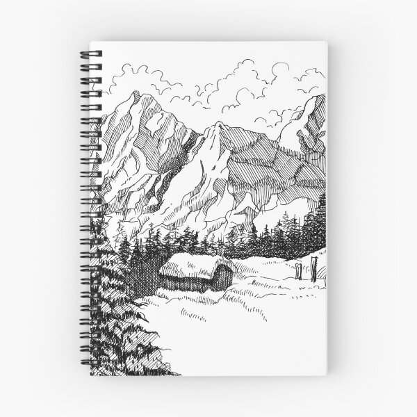 Item preview, Snowy winter landscape pen and ink original artwork designed and sold by paragonDesign28.