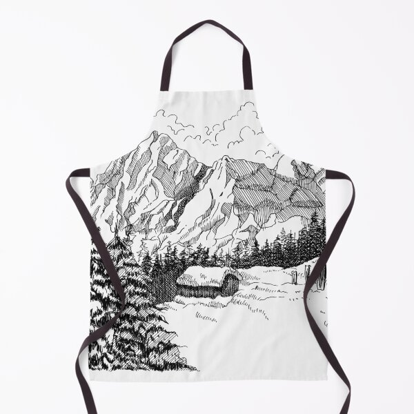 Item preview, Snowy winter landscape pen and ink original artwork designed and sold by paragonDesign28.