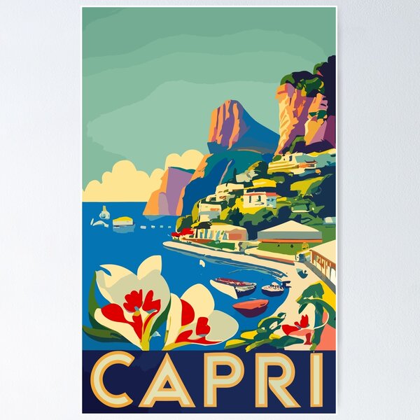 Capri Italy Retro Italian Europe Art Travel Advertisement Poster Picture  Print