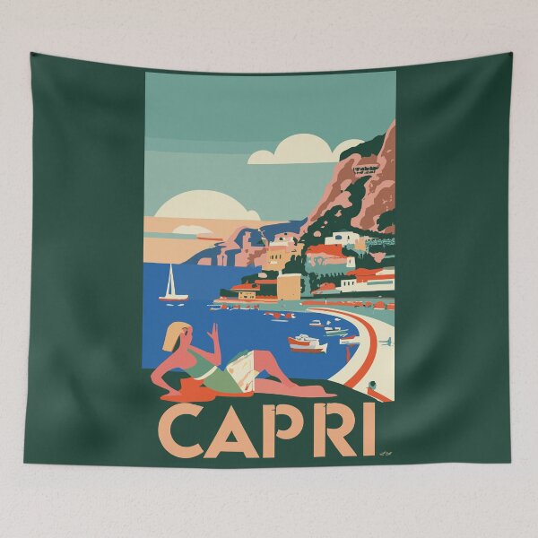 Item preview, A Vintage Travel Art of Capri - Italy  designed and sold by GoodOldVintage.