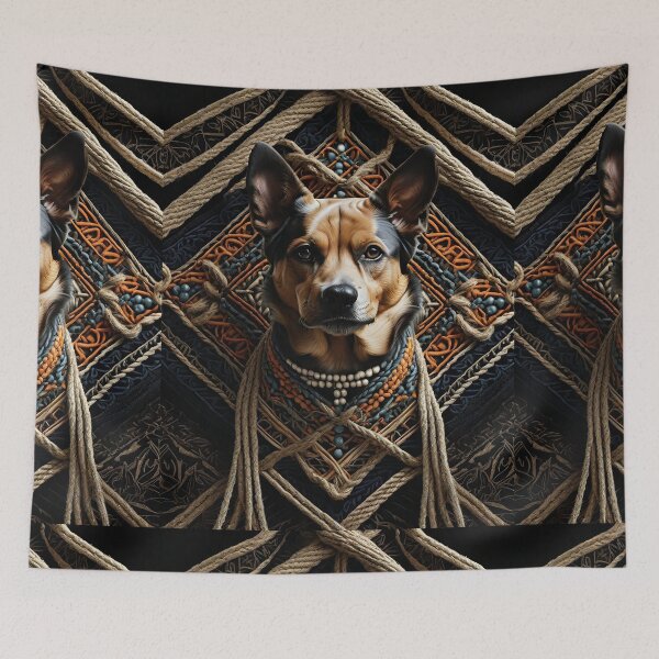 Item preview, Amazing vintage dog in rustic rope texture country style designed and sold by Carlos Gudino.