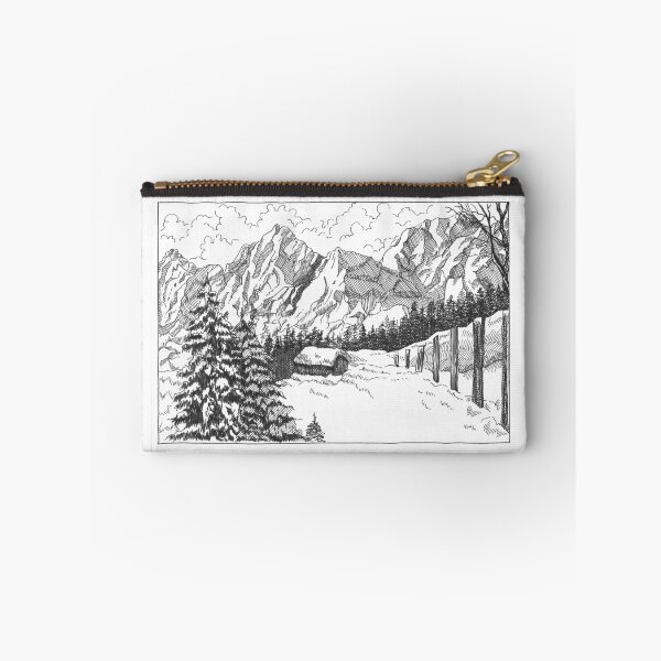 Item preview, Snowy winter landscape pen and ink original artwork designed and sold by paragonDesign28.