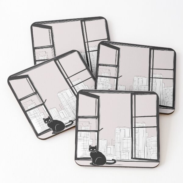 Item preview, Black cat in the window designed and sold by Catophile.