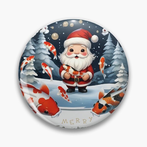 Merry Christmas - Carp Santa Hat 2 Pin for Sale by KiziuMiziu