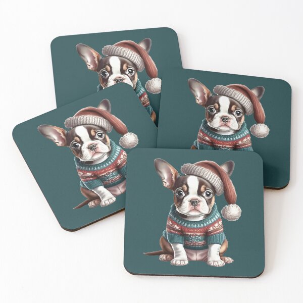 Item preview, Christmas Boston Terrier, Boston Terrier Santa Claus designed and sold by whiteraven-shop.