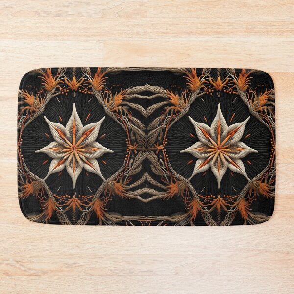 Item preview, Orange flower Rope Shield antique rustic texture country aboriginal style designed and sold by Carlos Gudino.
