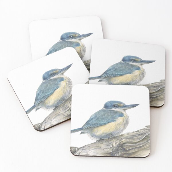 Item preview, Sacred Kingfisher ink illustration designed and sold by RedCloudDesign.