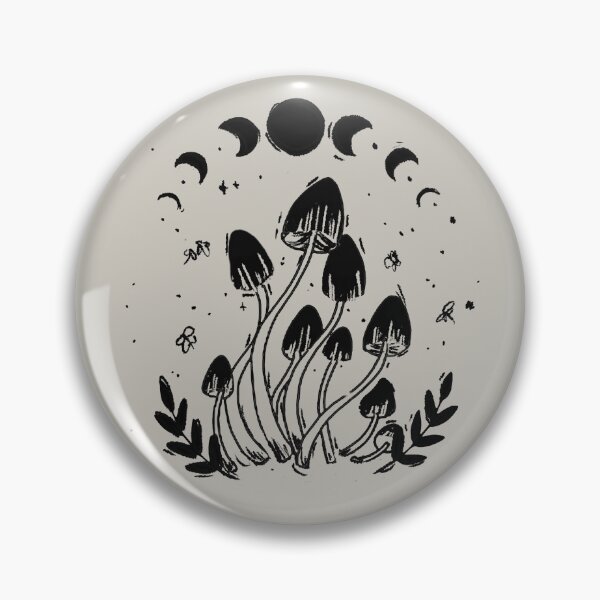 Item preview, Tall thin mushroom family at night with moon phase and ink plants designed and sold by · GAMING SOUL ·.