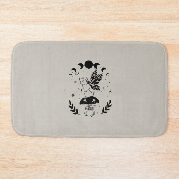 Item preview, mouse with wings at night on mushroom with moon phase and plants in ink designed and sold by · GAMING SOUL ·.