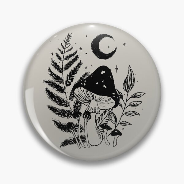 Item preview, Mushrooms, plants, fern at night with moon phase and ink plants designed and sold by · GAMING SOUL ·.
