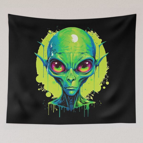 Item preview, Alien portrait in green, extraterrestrial creature designed and sold by Andrea-Design.