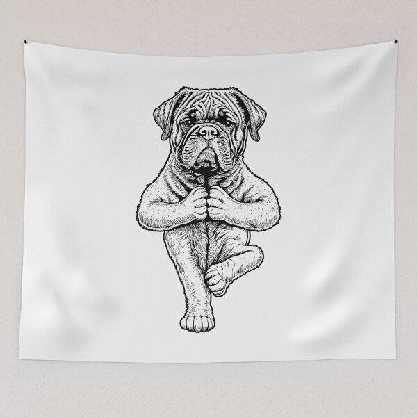 Aperçu de l'œuvre Bullmastiff Yoga Chien Chiot Chiens drôles Pose d'arbre Asana créée et vendue par GrandeDuc.