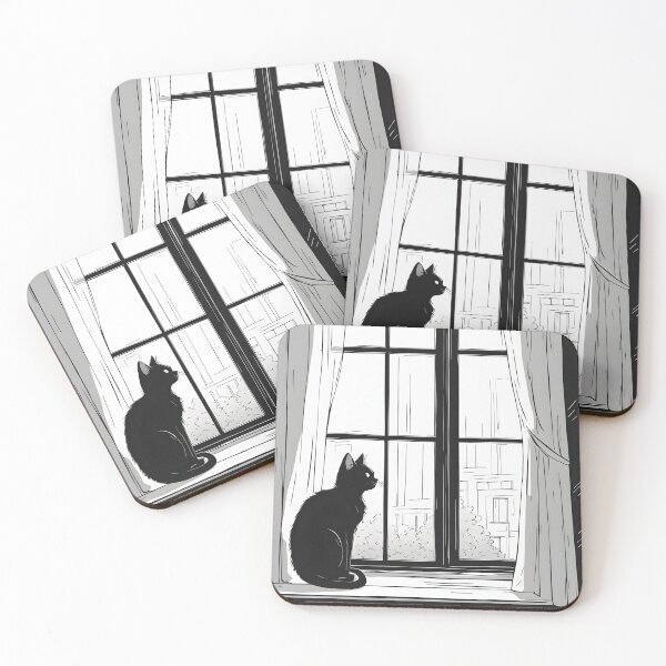 Item preview, black cat flowers and butterfliesk designed and sold by Catophile.