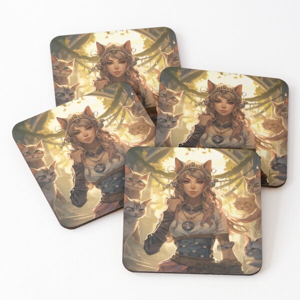 Item preview, Feline Folk F AI Art print designed and sold by Amberjackdaw.