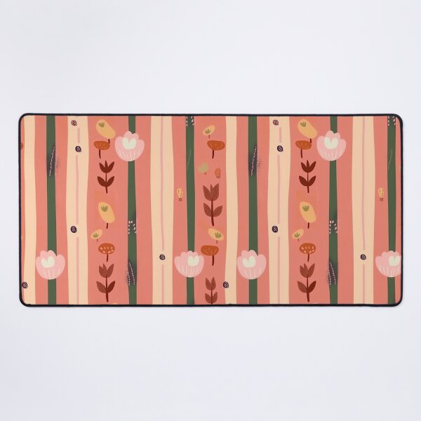 Item preview, Cute Pink Green Stripes and Tulips Pattern designed and sold by bubblegoth.