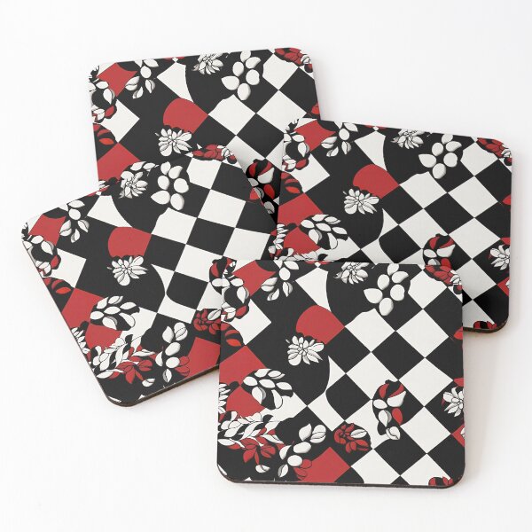 Item preview, Cool Red White Black Abstract Checkerboard Print Pattern designed and sold by bubblegoth.