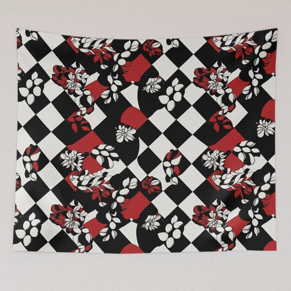 Item preview, Cool Red White Black Abstract Checkerboard Print Pattern designed and sold by bubblegoth.