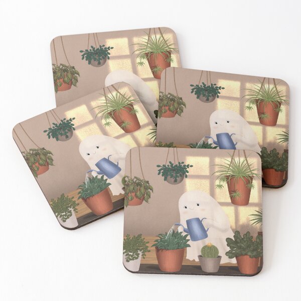Item preview, Cute Ghost Watering Flowers in Golden Hour designed and sold by ZeinalArt.
