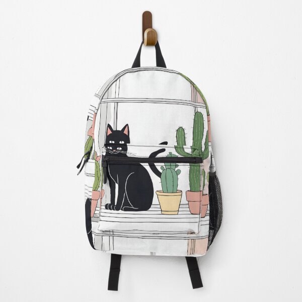 Item preview, Black Cat in The window with Cactus And Plants designed and sold by Catophile.