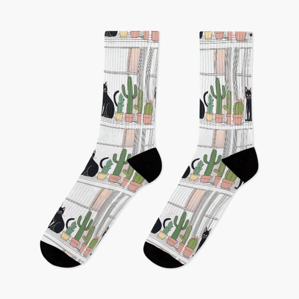 Item preview, Black Cat in The window with Cactus And Plants designed and sold by Catophile.