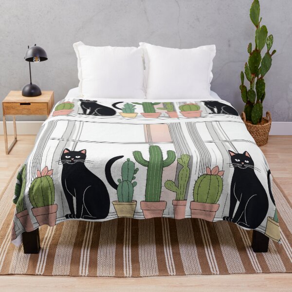 Item preview, Black Cat in The window with Cactus And Plants designed and sold by Catophile.
