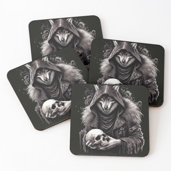 Item preview, Wolf Holding Skull Graffiti designed and sold by CreepyCornerArt.