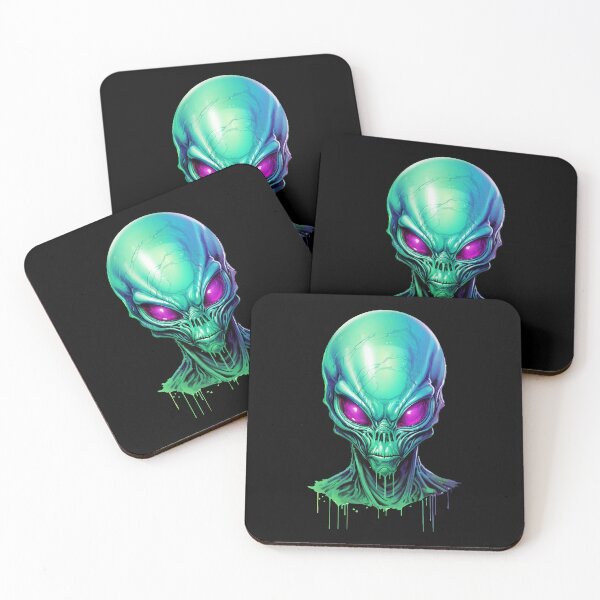 Item preview, Alien portrait in green, extraterrestrial creature designed and sold by Andrea-Design.
