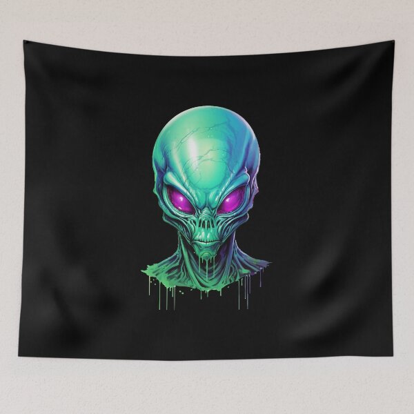 Item preview, Alien portrait in green, extraterrestrial creature designed and sold by Andrea-Design.