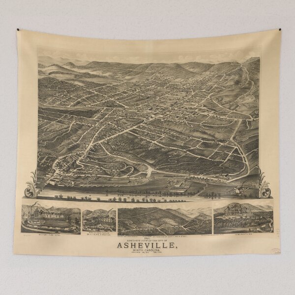 Item preview, Vintage Pictorial Map of Asheville NC (1891) designed and sold by BravuraMedia.