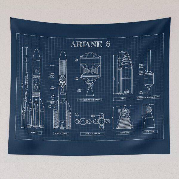 Item preview, Ariane 6 (Navy Blueprint) Horizontal Version designed and sold by BGALAXY.