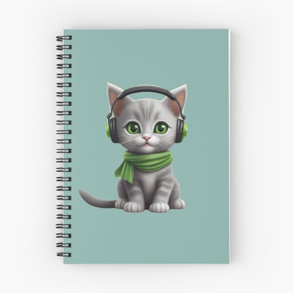 Item preview, An adorable kitty wearing headphones and a green scarf designed and sold by NiRia Spot.