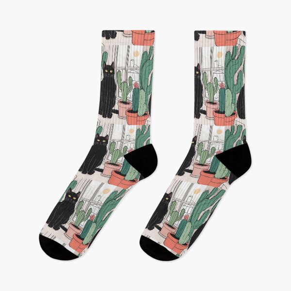 Item preview, Black Cat With Cactus In Window with sun designed and sold by Catophile.