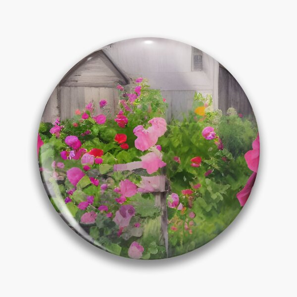 Aperçu de l'œuvre Roses trémières à l'ancienne maison créée et vendue par Paw's Arts.