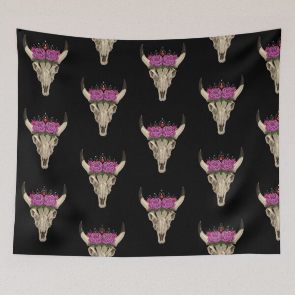 Item preview, Steer skull with roses and a crown designed and sold by winfredsDesigns.