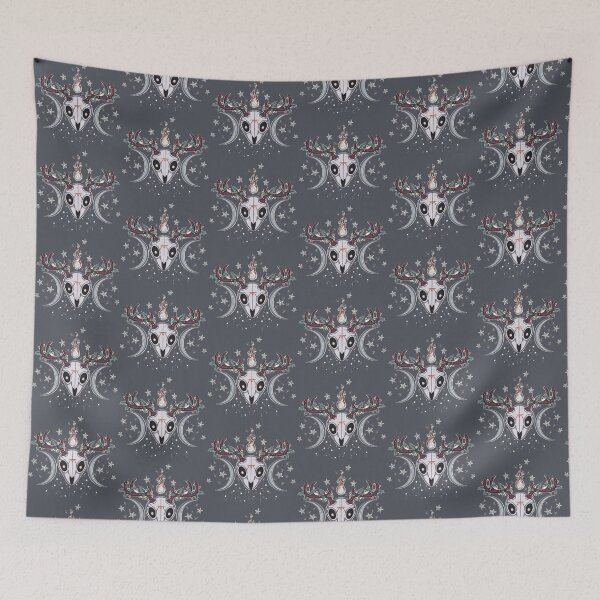 Item preview, Winter Solstice Cute Deer Skull | Spooky Yule Triple Moon Cool Tones designed and sold by Karli Mogen.