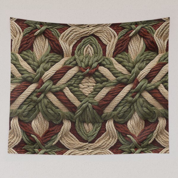 Item preview, Antique multicolor fabric rope red and green country style designed and sold by Carlos Gudino.