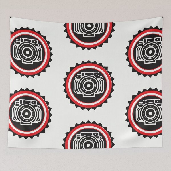 Item preview, camera logo drawing red white black  original T-shirt, wonderful dress, beautiful bedding, photo studio, photographer designed and sold by gulka8.
