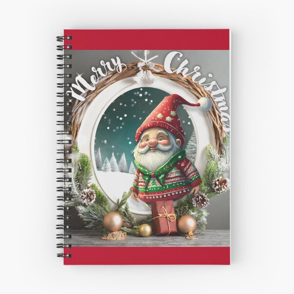 Item preview, Merry Christmas Greetings: Gnome in ugly Christmas sweater in festive frame designed and sold by WitchDesign.