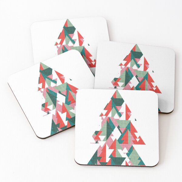 Item preview, Geo forest // vivid red carissma pink forest pine and jade green geometric triangular pine trees designed and sold by SelmaCardoso.