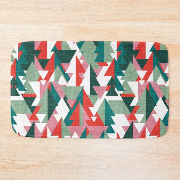 Item preview, Geo forest // vivid red carissma pink forest pine and jade green geometric triangular pine trees designed and sold by SelmaCardoso.