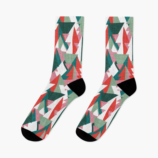Item preview, Geo forest // vivid red carissma pink forest pine and jade green geometric triangular pine trees designed and sold by SelmaCardoso.