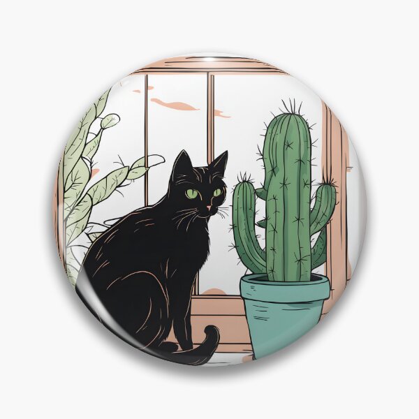 Artikelvorschau, Ästhetische schwarze Katze mit Kaktus entworfen und verkauft von Catophile.