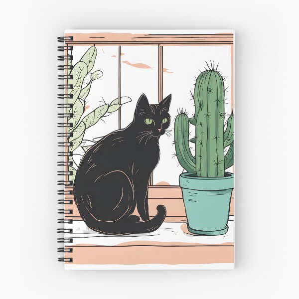 Item preview, Aesthetic Black Cat with Cactus designed and sold by Catophile.