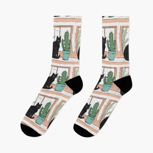 Item preview, Aesthetic Black Cat with Cactus designed and sold by Catophile.