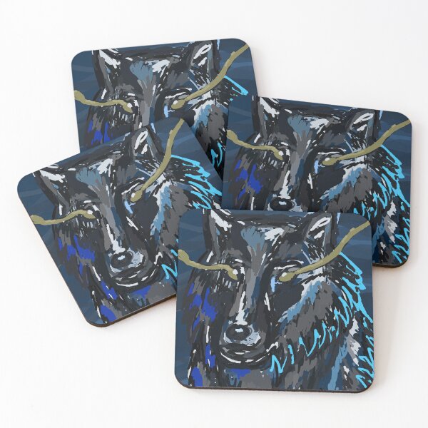 Item preview, Blue Black Wolf Golden Eyes Magic Supernatural designed and sold by ZaynahsArtNook.