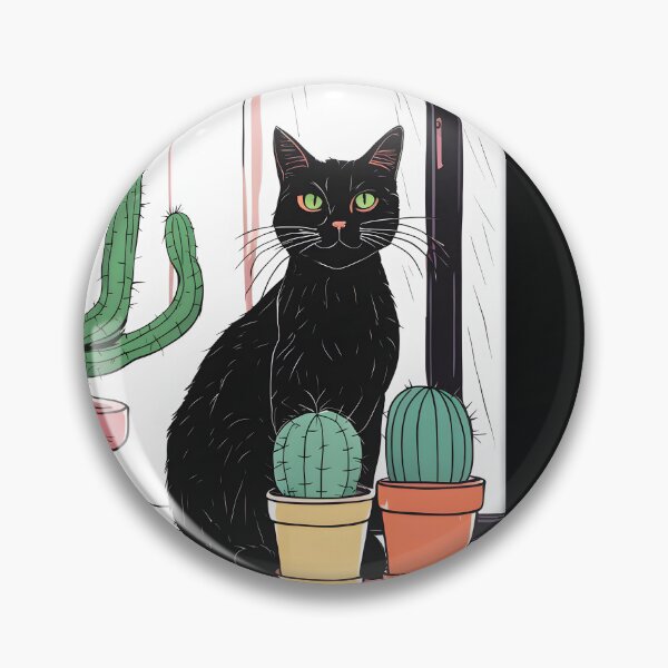 Item preview, Black Cat with Cactus Indoor  designed and sold by Catophile.