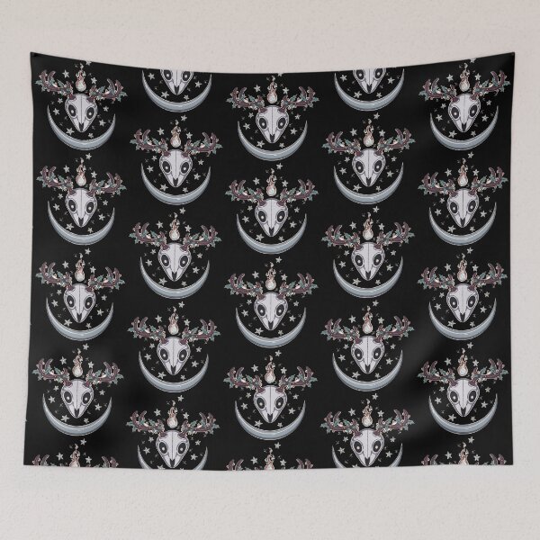 Item preview, Spooky Yule Crescent Moon Cool Tones | Cute Deer Skull on Black designed and sold by Karli Mogen.